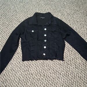 Black Denim Jacket with Silver Buttons